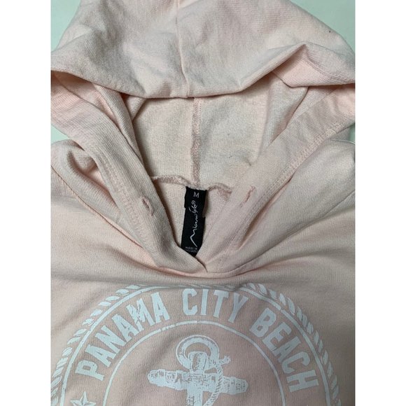 Miami Style Girls Pink Crop Panama City Beach Anchor Sleeveless Hoodie Medium - Picture 2 of 3